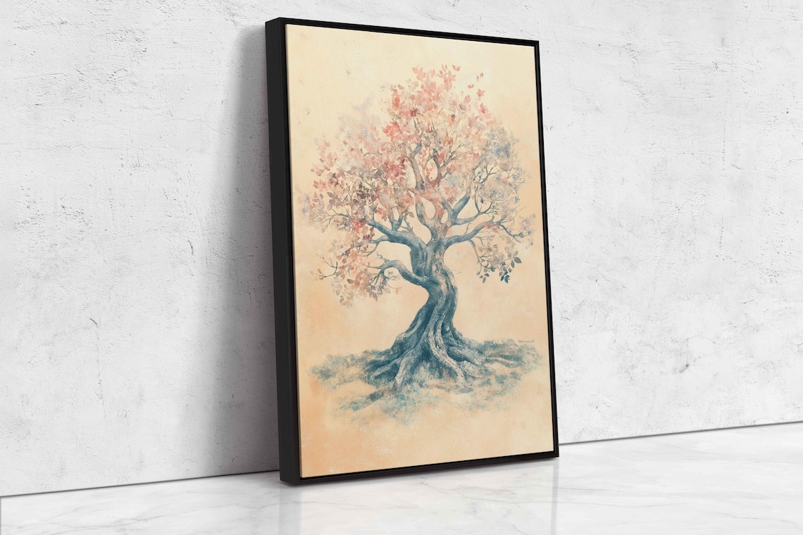 Tree Of Life Soft Earthy Pastel Vintage Style Botanical Art Poster - Image 4