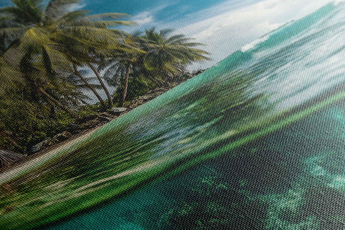 Tropical Island Split View Coral Reef Underwater Palm Beach Art Poster - Image 2