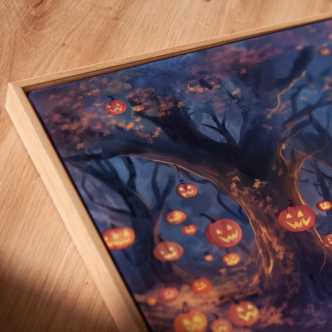 Enchanted Moonlit Forest With Glowing Jack O Lanterns Halloween Night Wall Art - Image 2