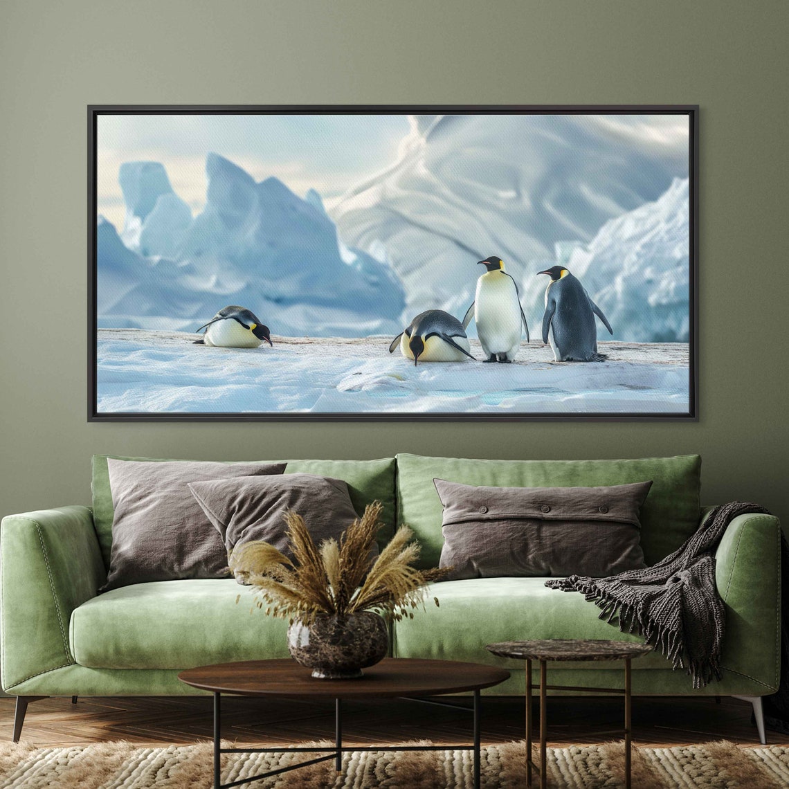 Emperor Penguins On Ice With Glacier Peaks Behind Photo Poster - Image 4