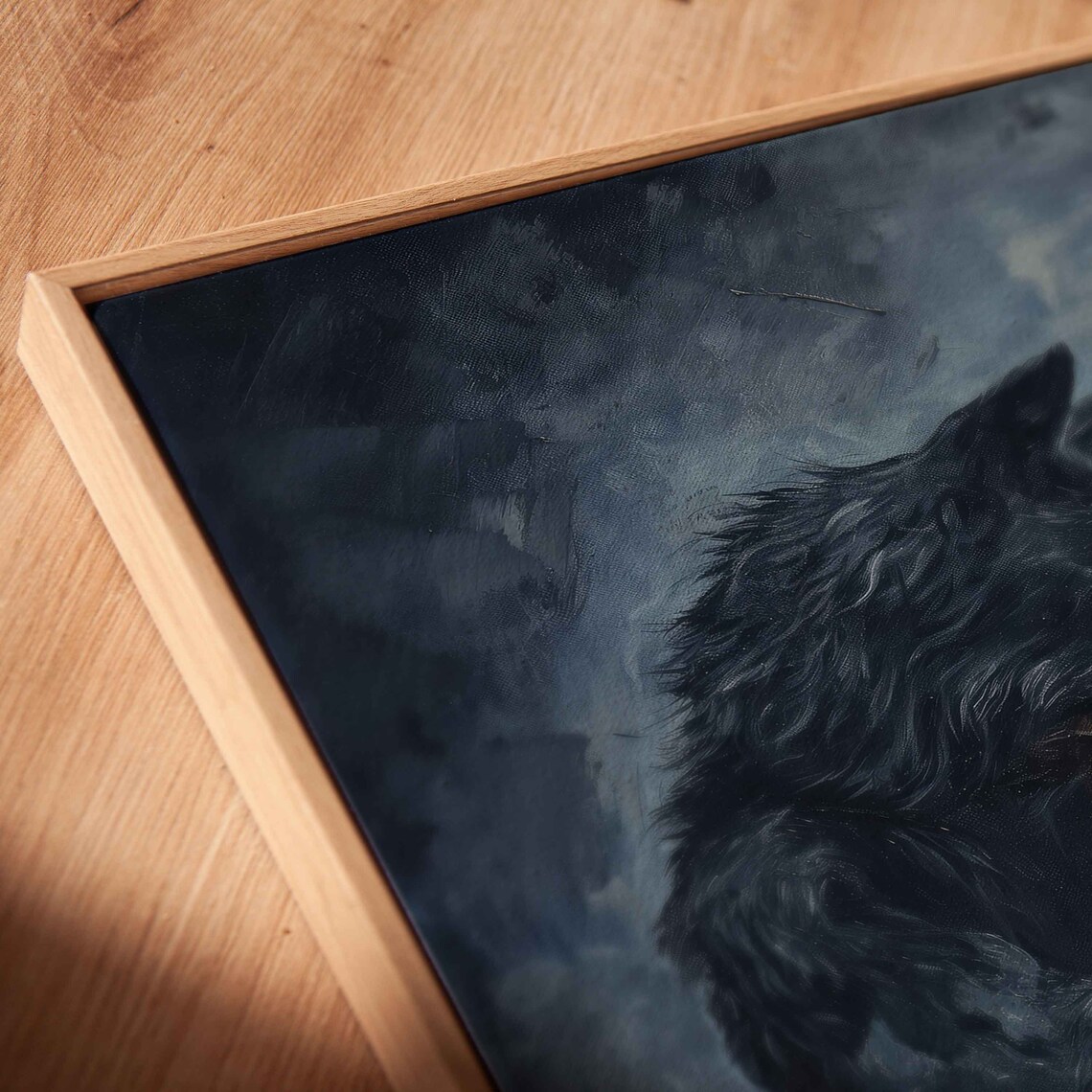 Werewolf Playing Violin Under Full Moon Night Sky Painting Poster - Image 2