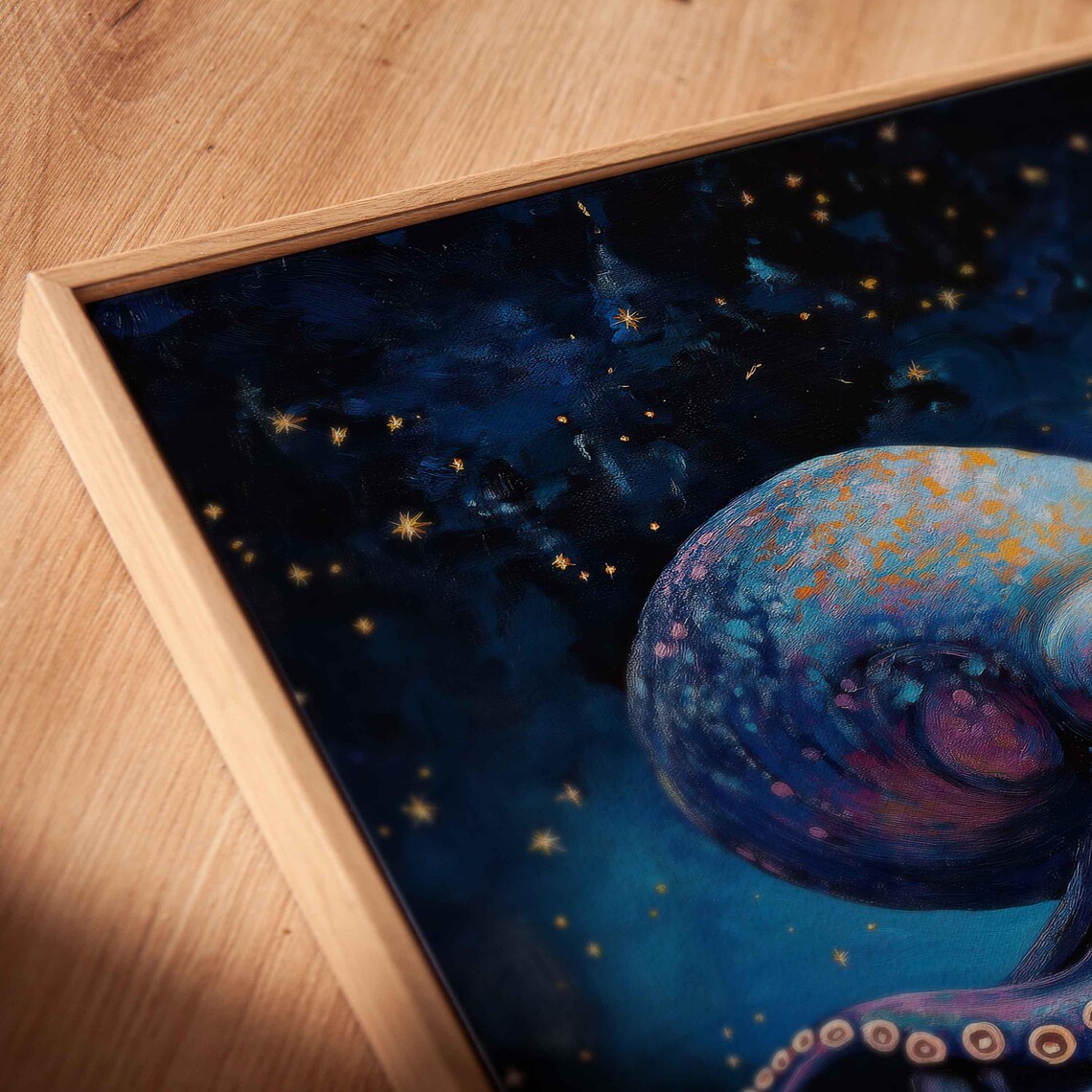 Octopus Under a Starry Night Sky, Wall Art Print - Image 2