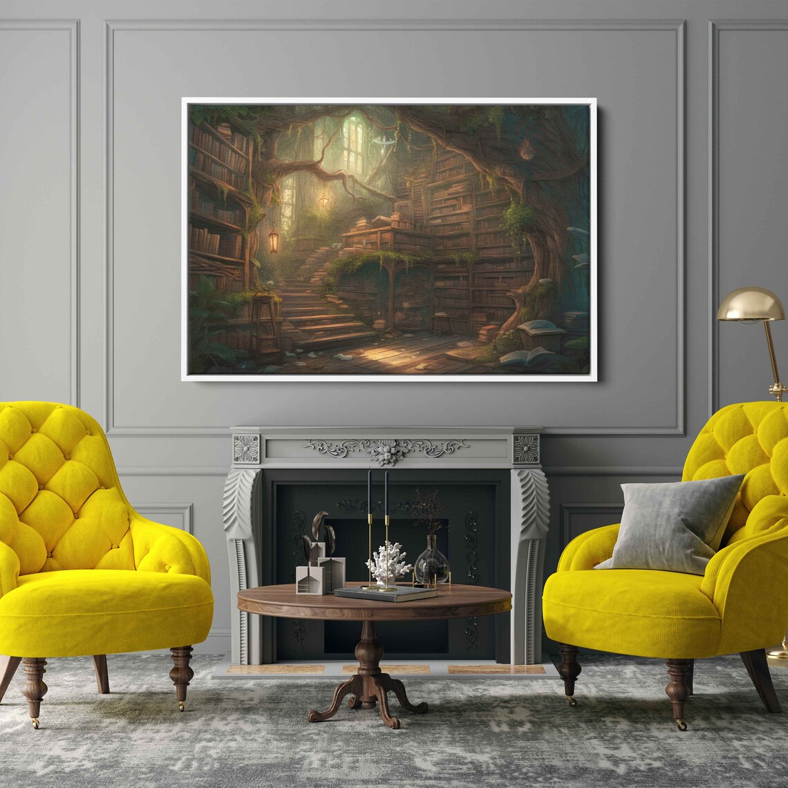 Magical Tree Library In Enchanted Forest, Art Print - Image 2