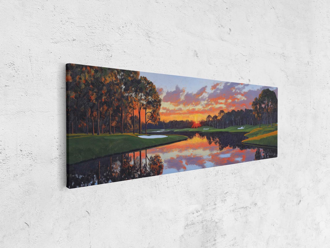 Bay Hill Golf Course Sunset Lake Reflection Pines Landscape Poster - Image 4