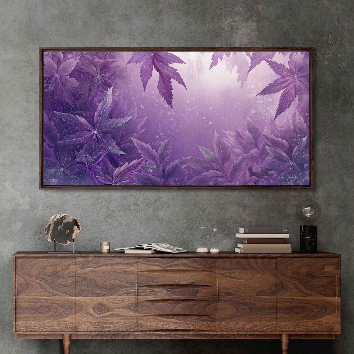 Glowing Star Shaped Leaves Poster Print, Mystical Clearing