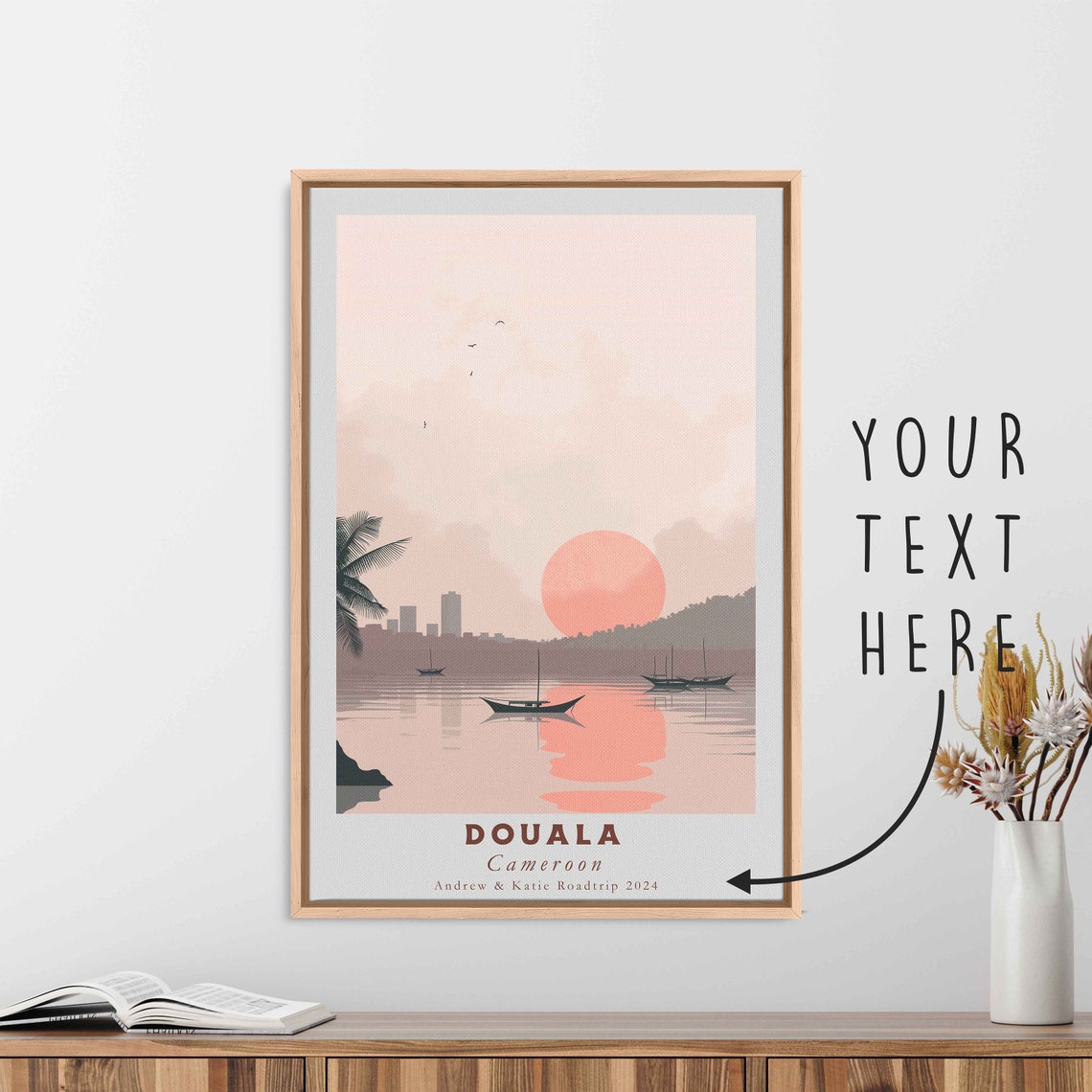 Douala Cameroon Sunset Harbor Boats Calm Water Travel Poster - Image 3