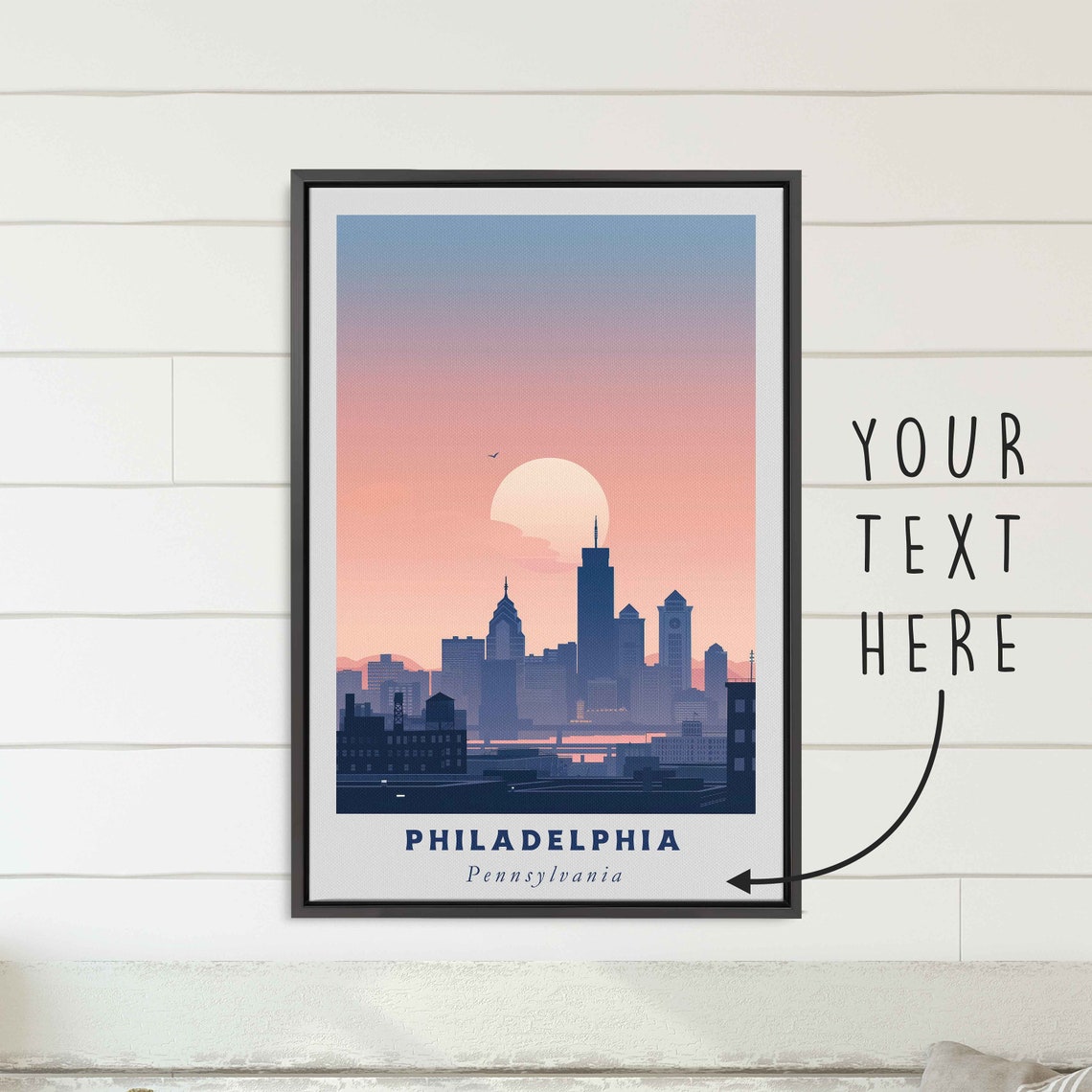 Philadelphia Pennsylvania Sunset Skyline Cityscape Travel Poster