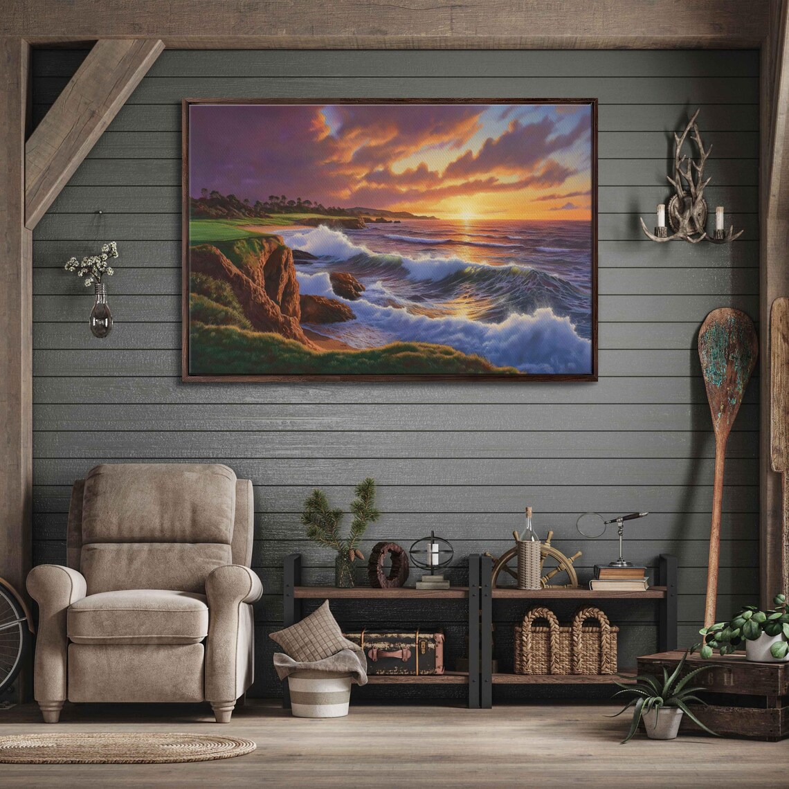 Rolling Landscape at Pebble Beach, Dramatic Sunset - Image 3