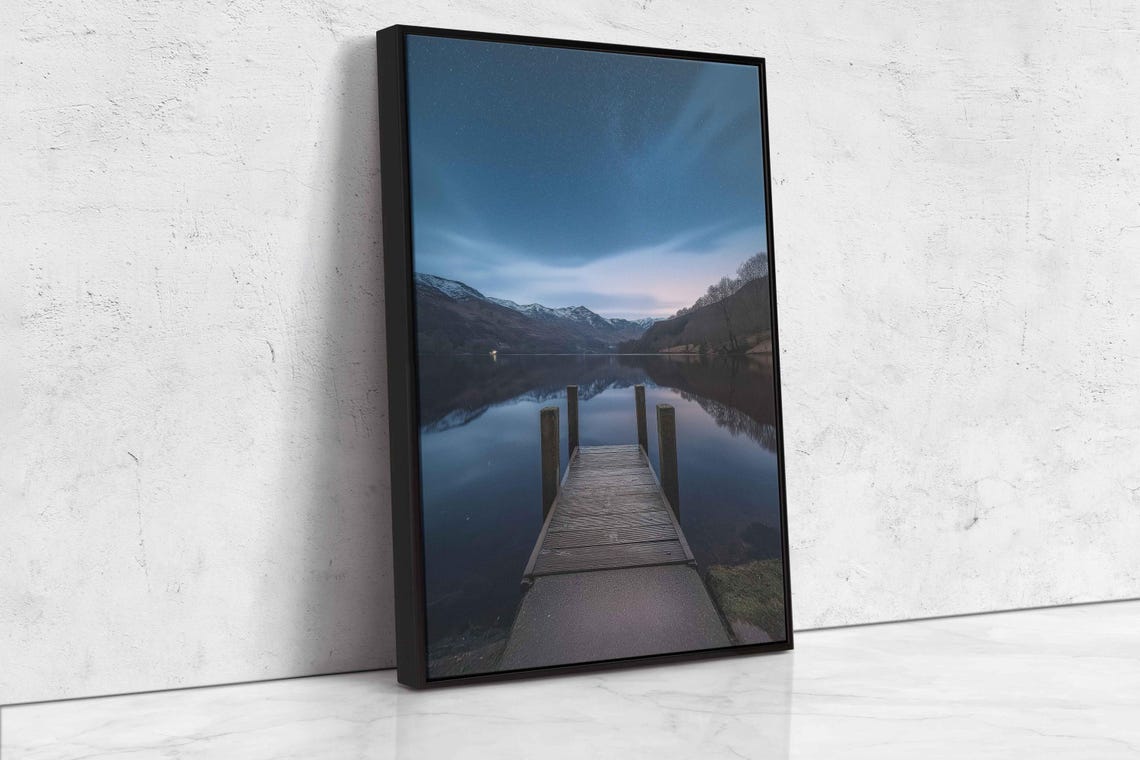 Starry Night Over Mountains Wall Art Print Ethereal Lake Reflection Hdr Long Exposure - Image 4