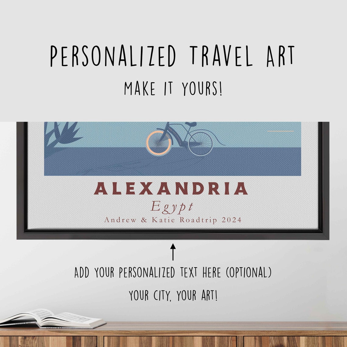 Alexandria Egypt Mosque Minaret Palms Waterfront Travel Poster - Image 4