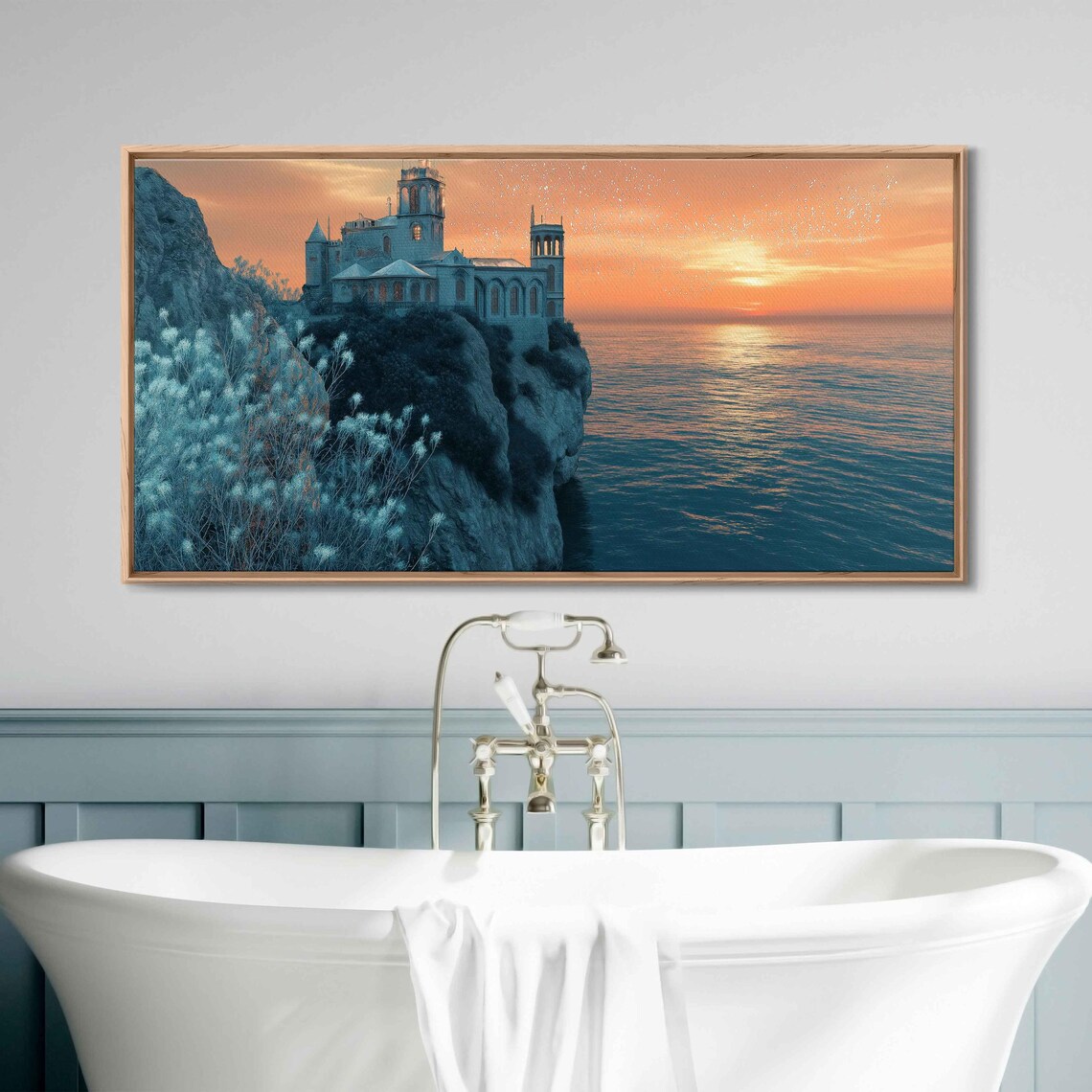 Mystical Hidden Monastery, Seaside Cliff Sunset