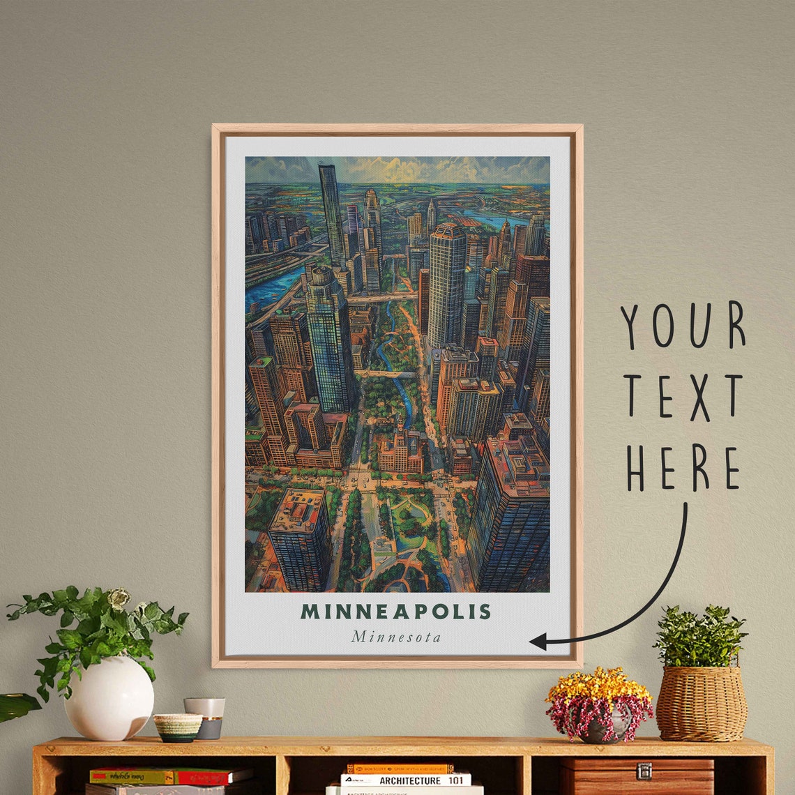 Minneapolis Minnesota Downtown Skyscraper Aerial Travel Poster