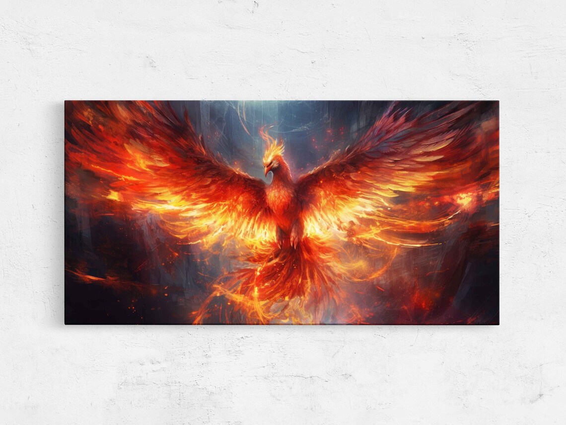 Phoenix Rising Painting, Abstract Modern Art Print