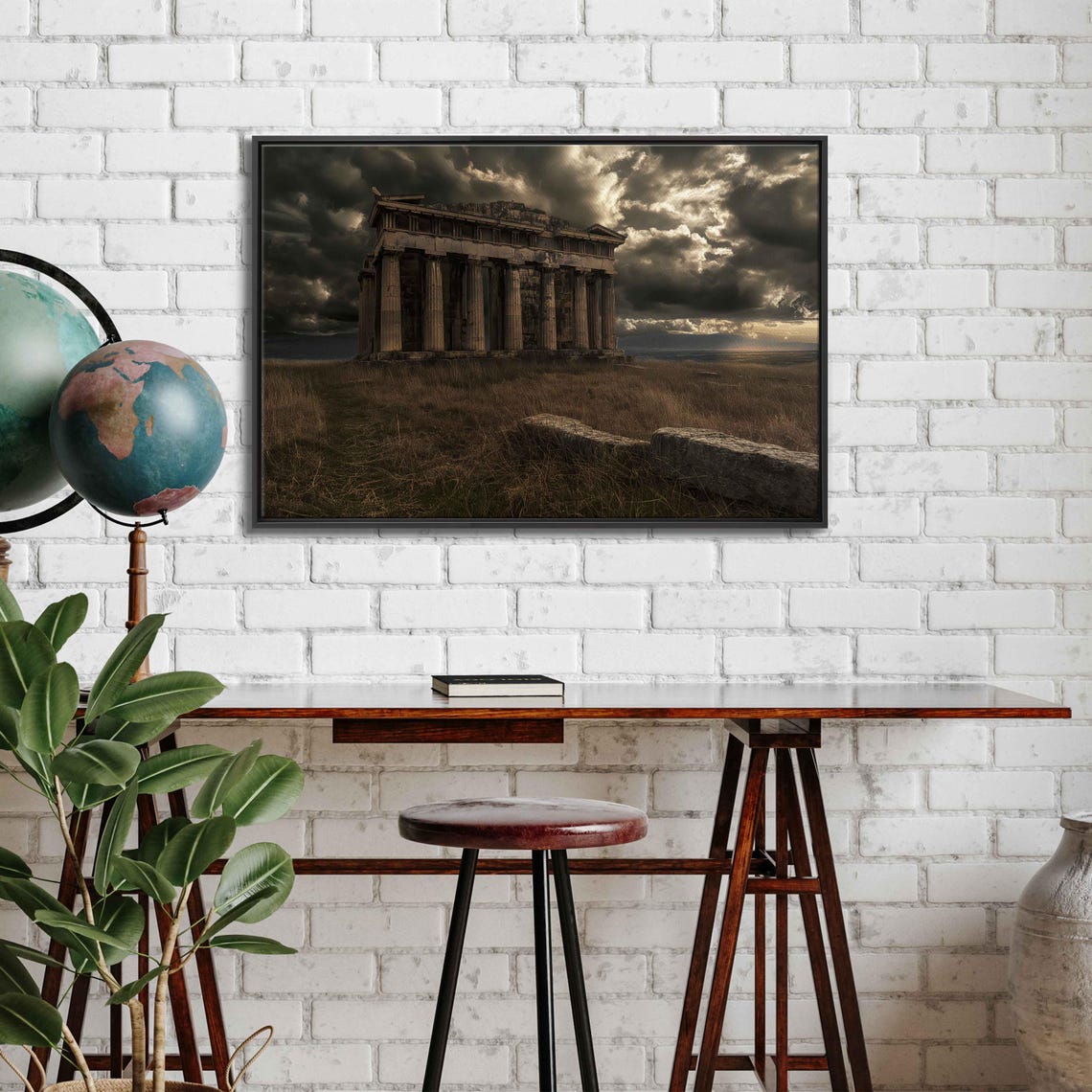 Ancient Greek Temple Ruins Wall Art Print Dramatic Sky Greek Mythology Stone Building Ready To Hang - Image 3
