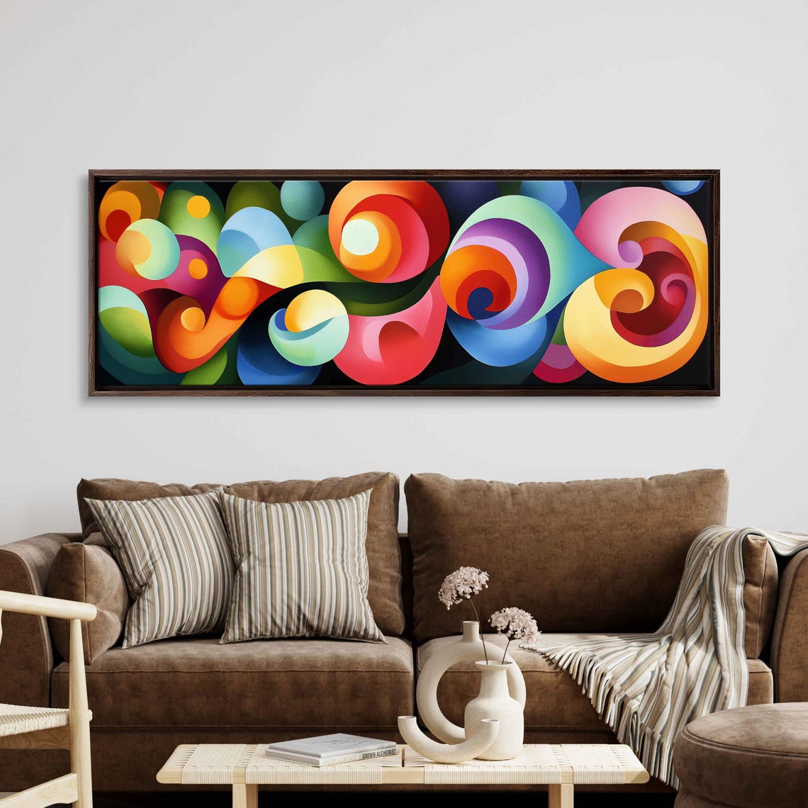 Vibrant Rainbow Swirl Abstract Painting Colorful Modern Art Poster