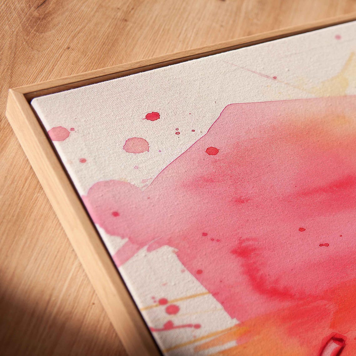 Red Headphones Watercolor Splashes Pink Blue Panoramic Wall Poster - Image 2