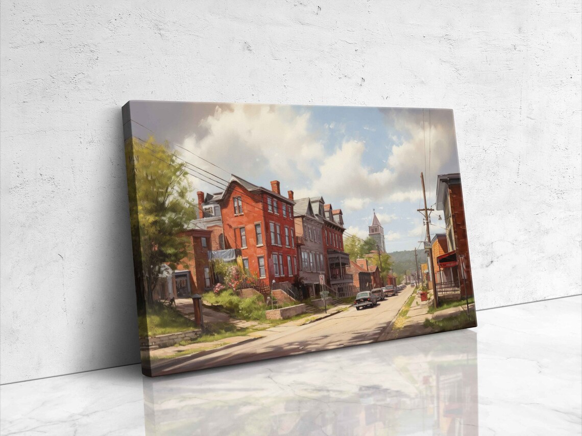 Strasburg Pennsylvania Brick Row Street Small Town Painting Poster - Image 4