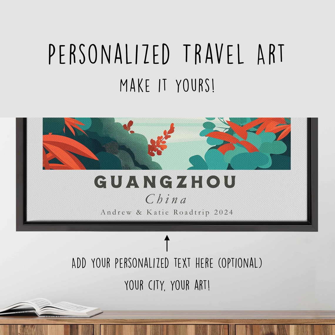 Guangzhou China Canton Tower River Bridge Sunrise Autumn Leaves Poster - Image 4