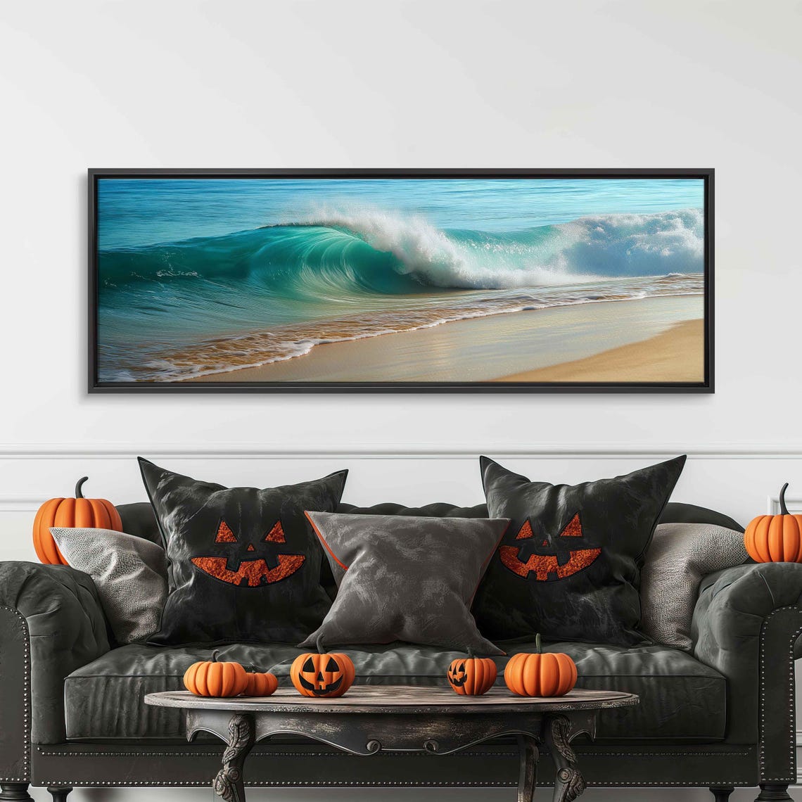 Coastal Surf Break With Sandy White Beach Wall Art Print Gift For Surfer Beach Painting Ocean Art Ready To Hang - Image 3