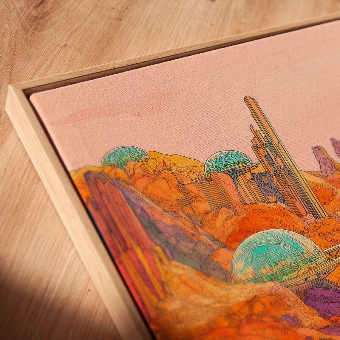 Futuristic Mars Colony Glass Biodomes Red Canyon Landscape Sci Fi Art Poster - Image 2