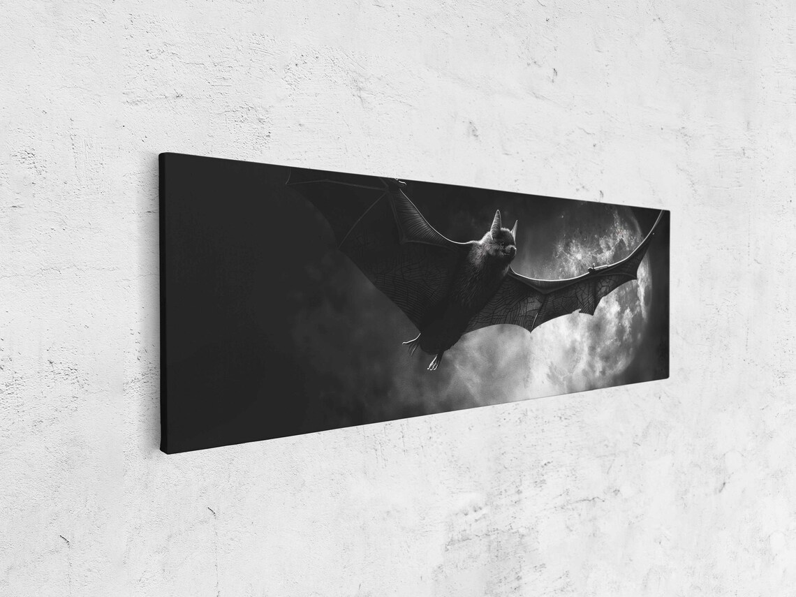 Giant Bat Flying Over Full Moon Clouds Dark Halloween Night Wall Poster - Image 4