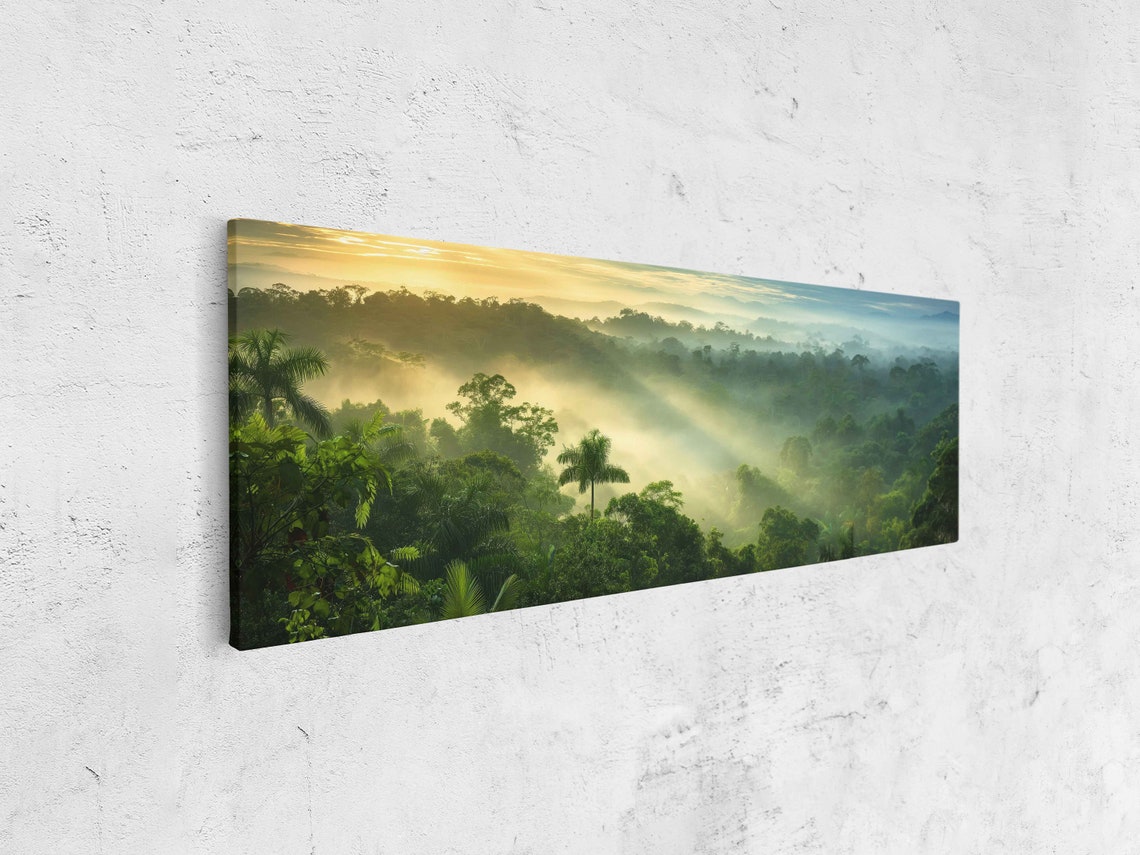 Panoramic Rainforest Canopy At Sunrise Wall Art Print Tropical Landscape Jungle Poster Rainforest Foliage Ready To Hang - Image 4