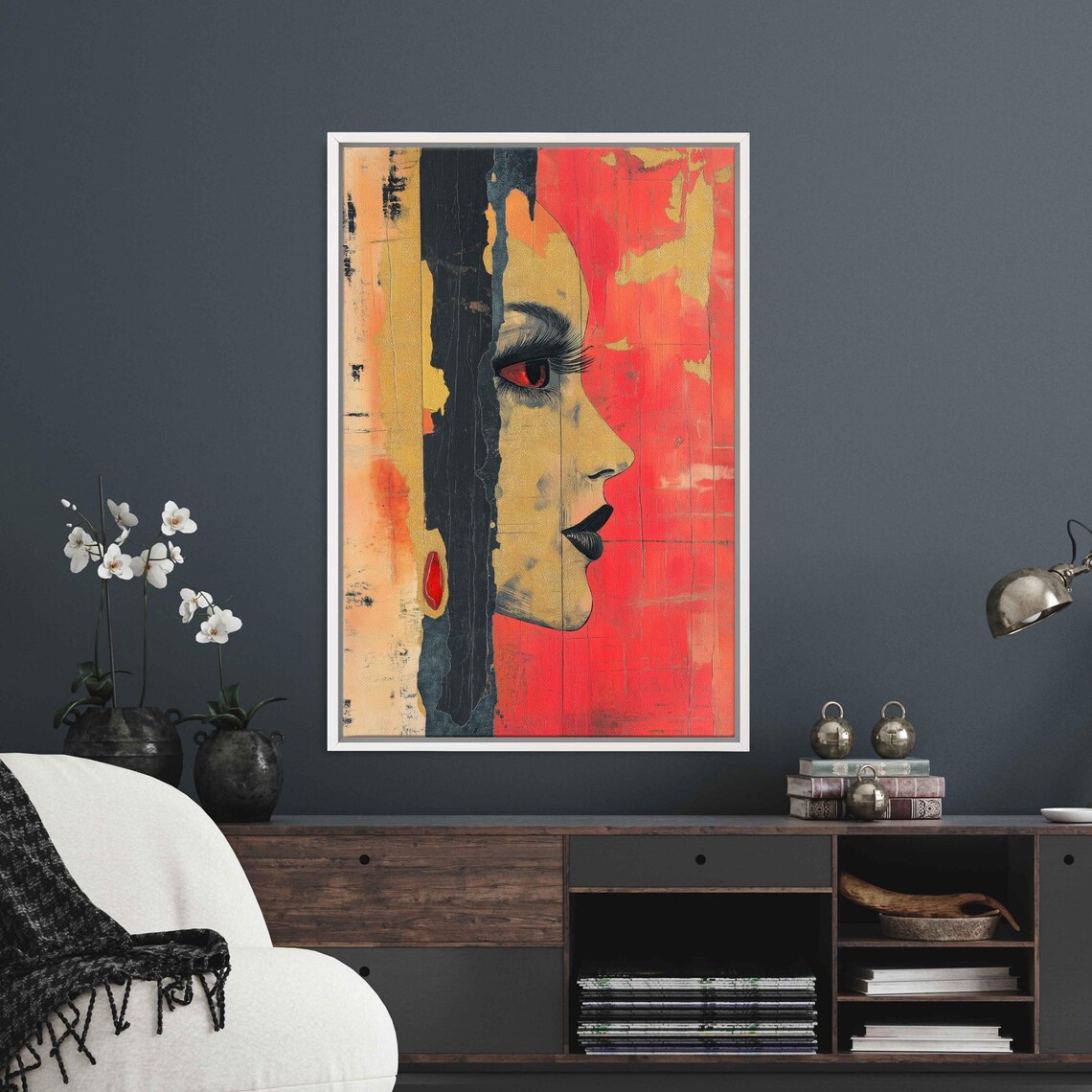 Surreal Amber Gemstone, Whimsical Collage Style