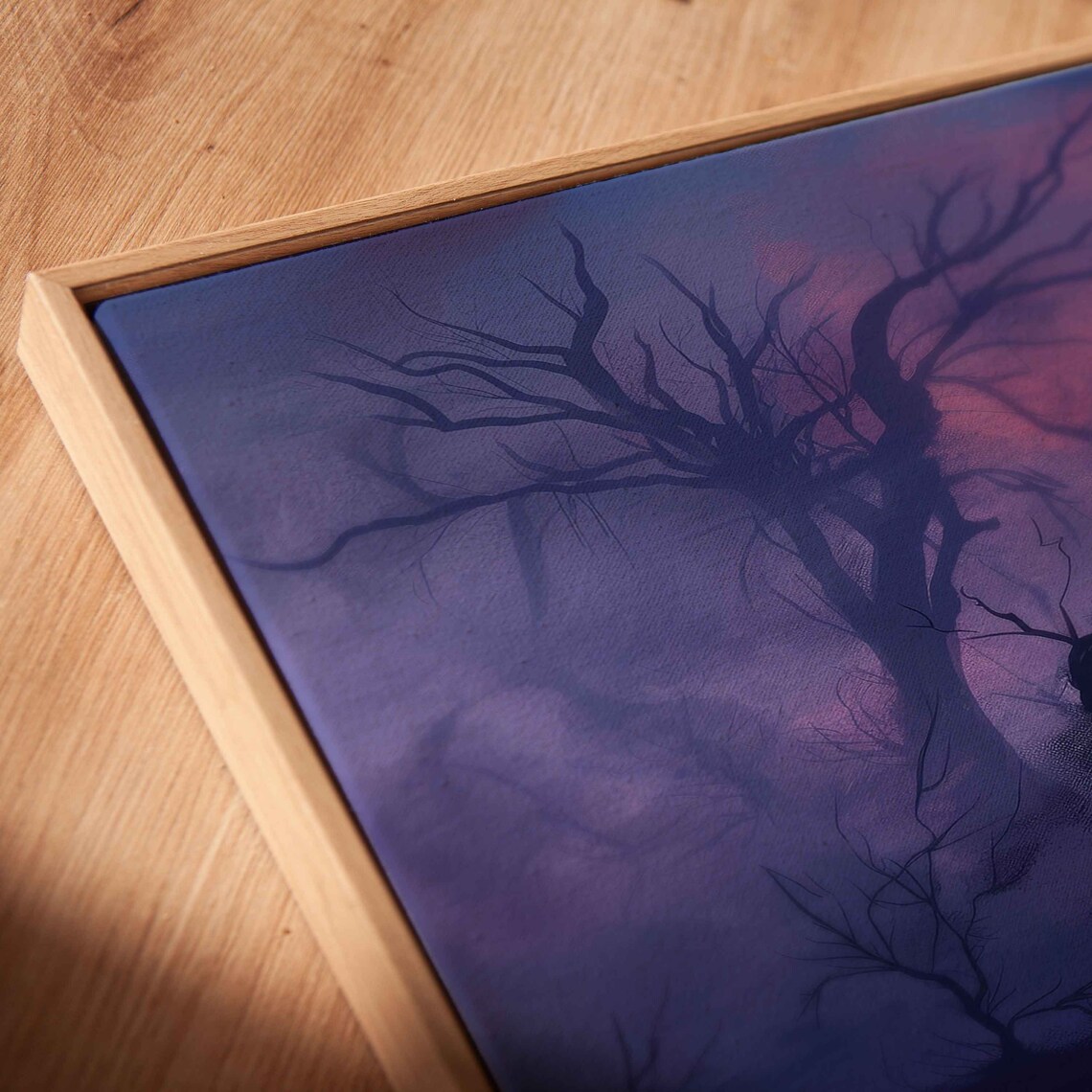 Misty Swamp Gnarled Trees Foggy Night Purple Twilight Halloween Poster - Image 2