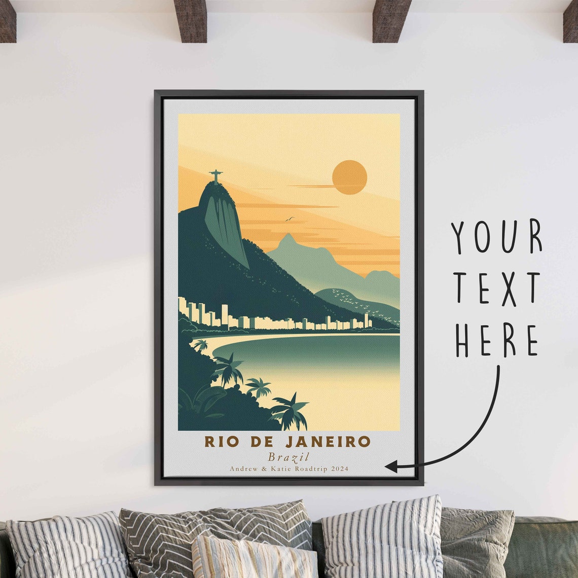 Rio de Janeiro Christ the Redeemer Copacabana Sunset Travel Poster - Image 3