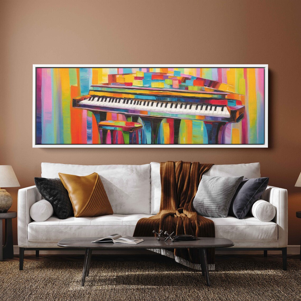 Colorful Abstract Grand Piano Rainbow Music Art Painting Wall Poster - Image 2