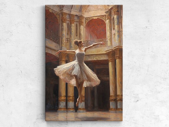 Vintage Ballerina Theatre Performance Flowing White Dress Art Print