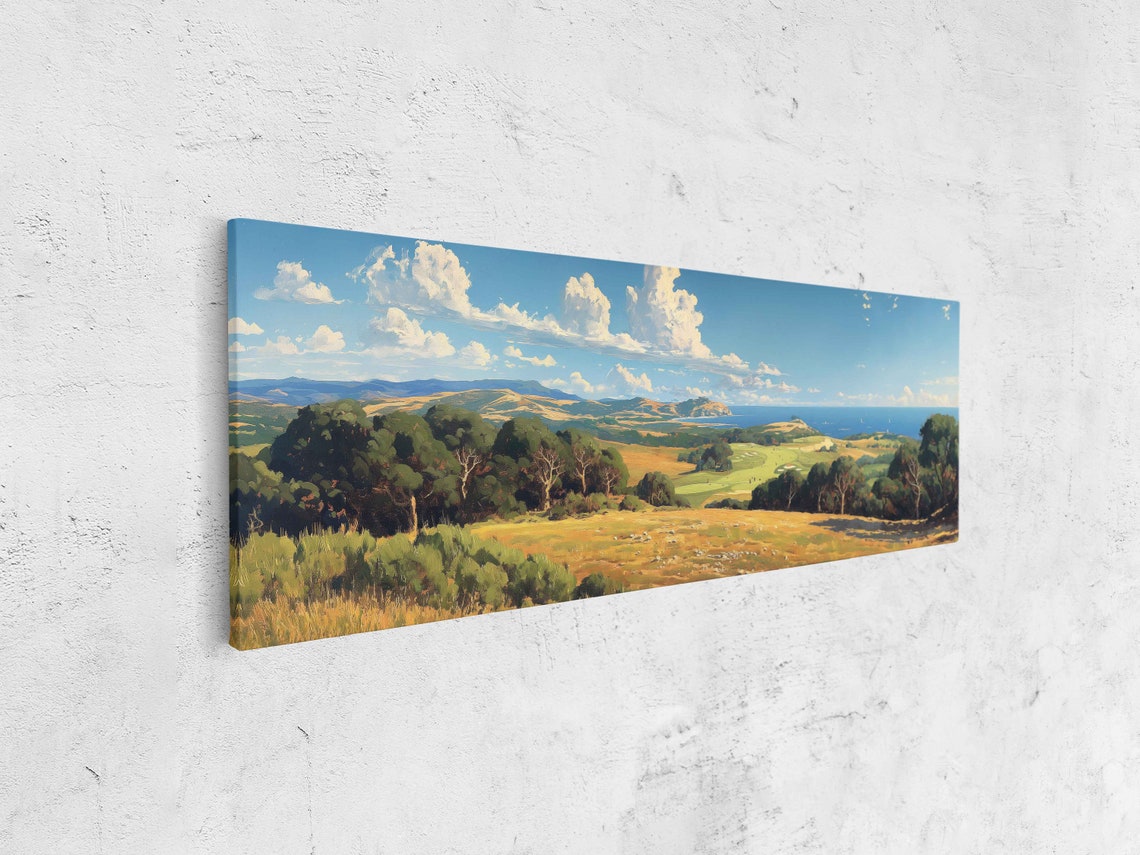 Coastal Golf Course Panoramic Painting Ocean View Rolling Green Poster - Image 4