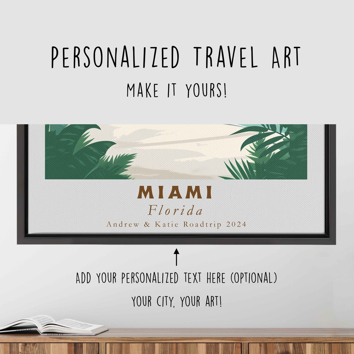 Miami Florida Beach Palm Trees Bay Skyline Sunset Travel Poster - Image 4