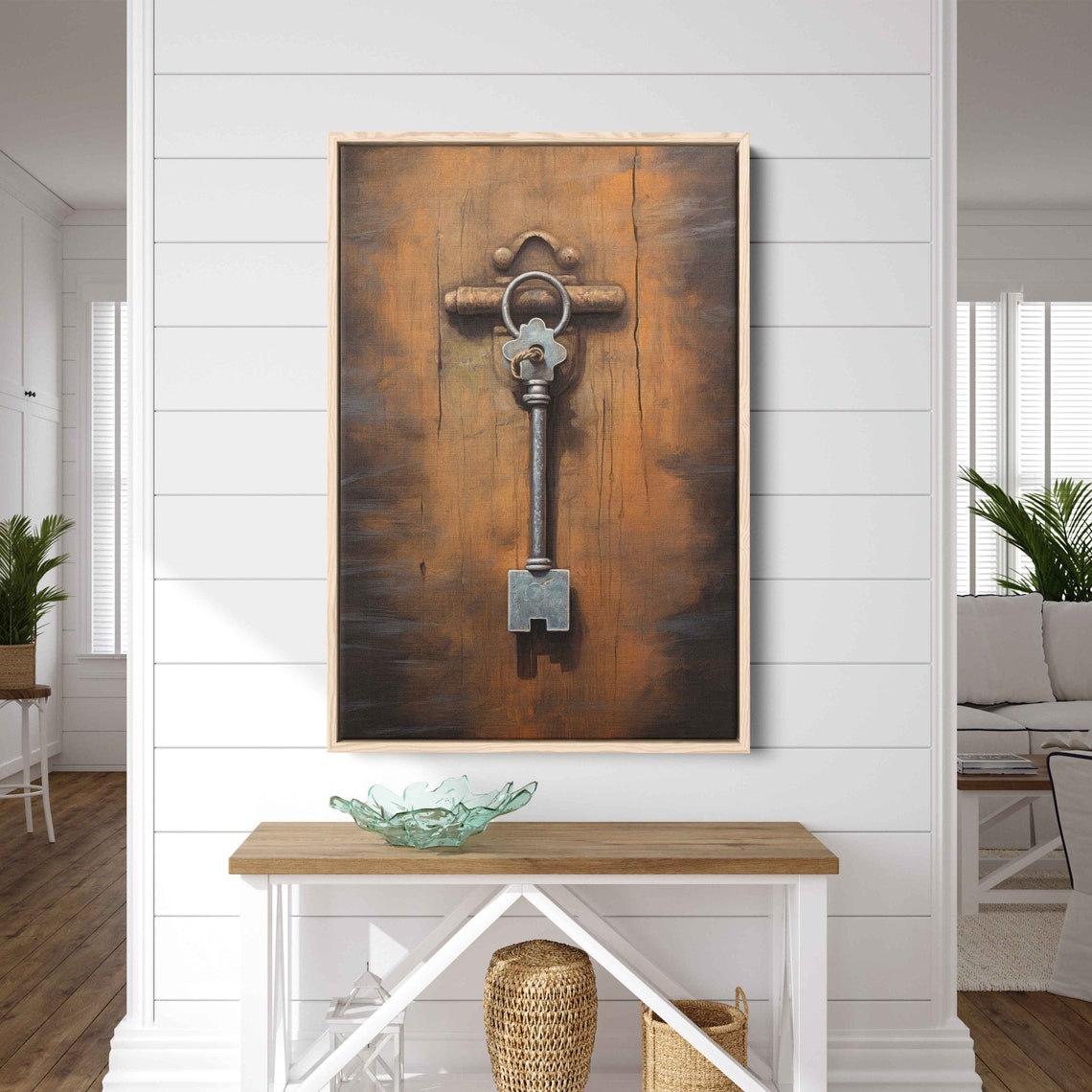 Rustic Key Hanging On Door Wall Art Print Old Worn Down Door Ready To Hang - Image 3