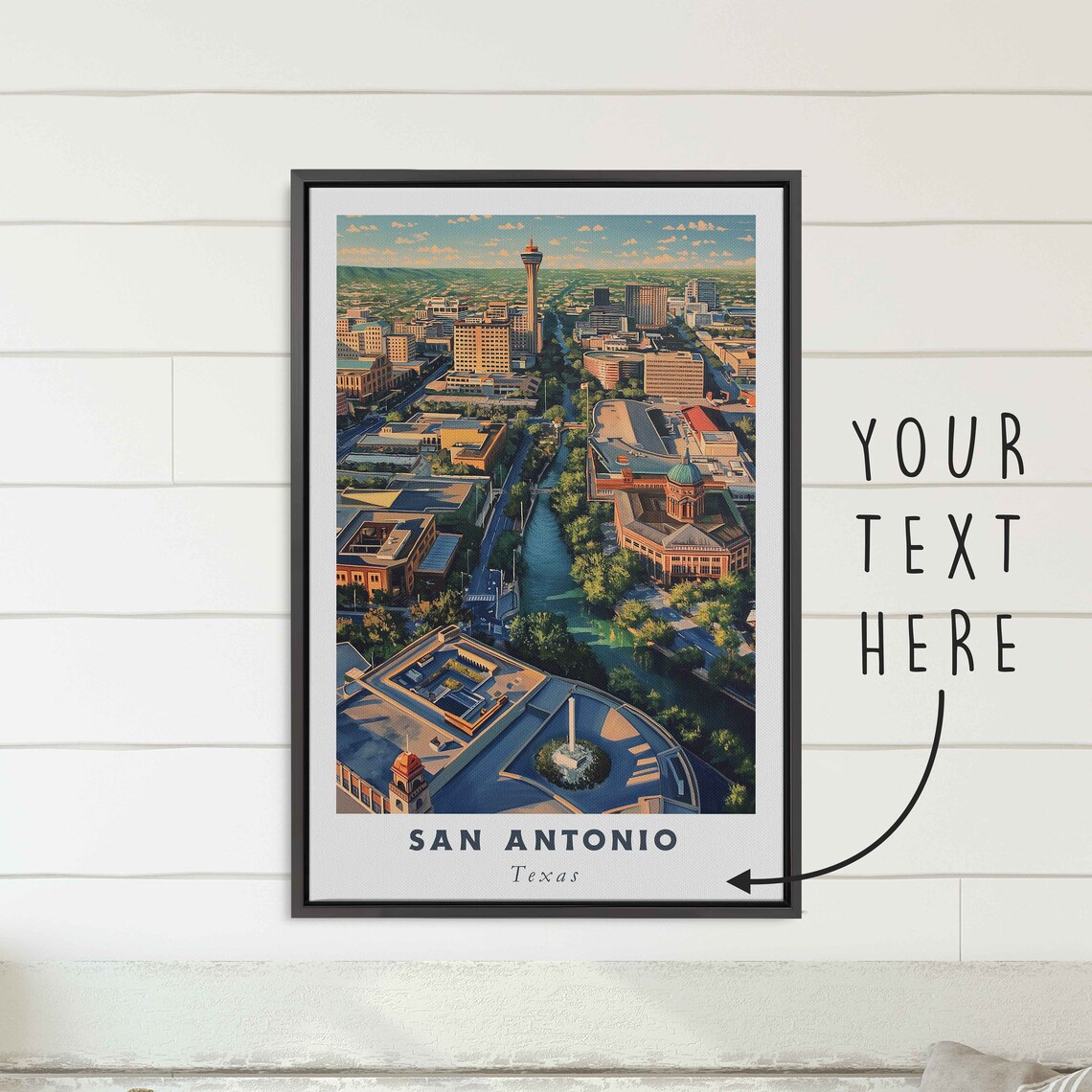 San Antonio Texas River Walk Tower of the Americas Aerial Poster