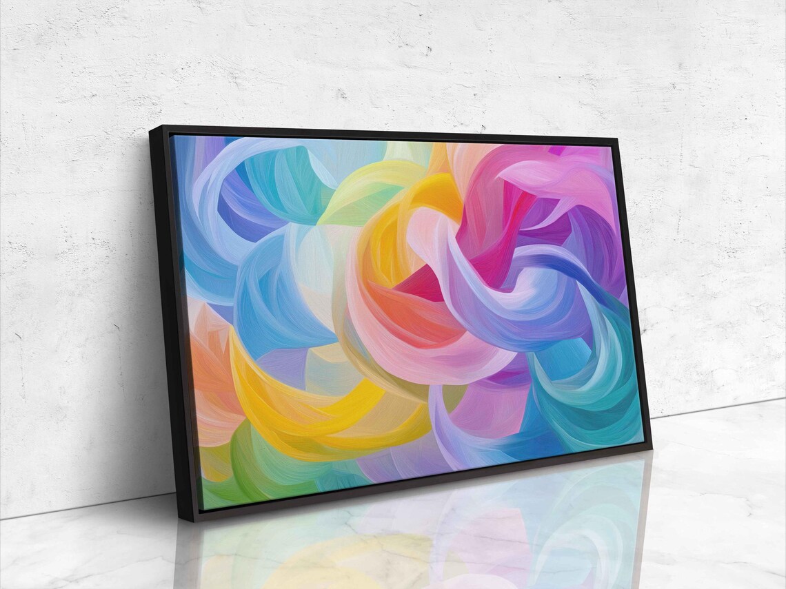 Abstract Rainbow Ribbon Waves Pastel Color Swirl Modern Poster - Image 4