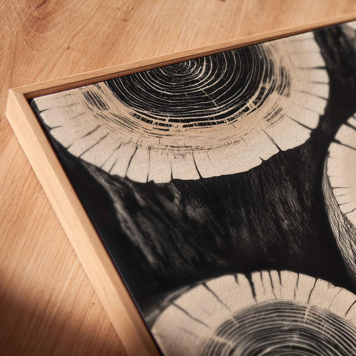 Elegant Black And White Tree Rings Art Print - Image 2