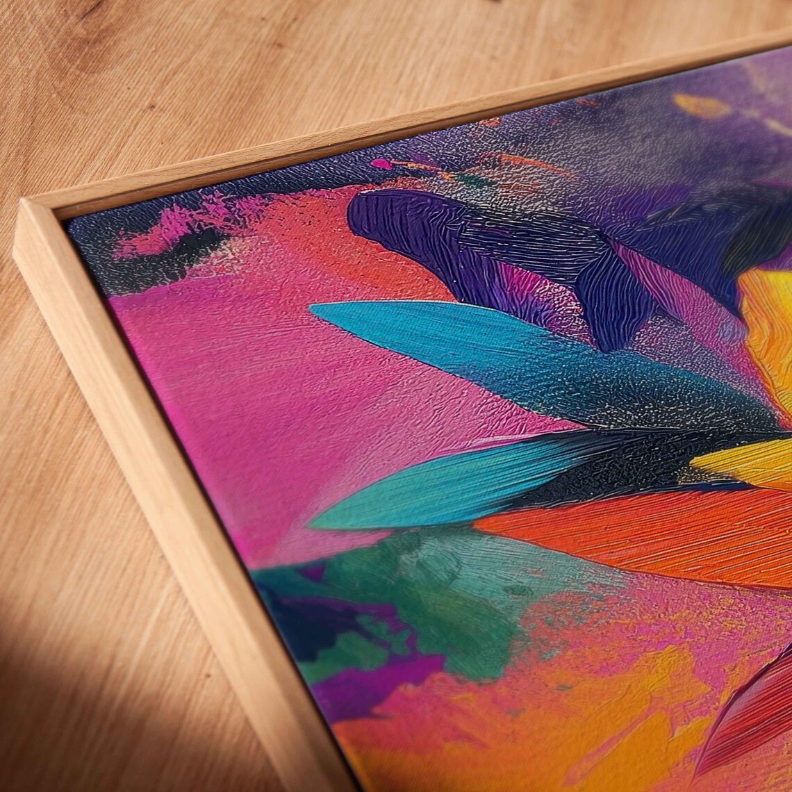Neon Yellow Purple Abstract Flowers In Vivid Colors Art Poster - Image 2