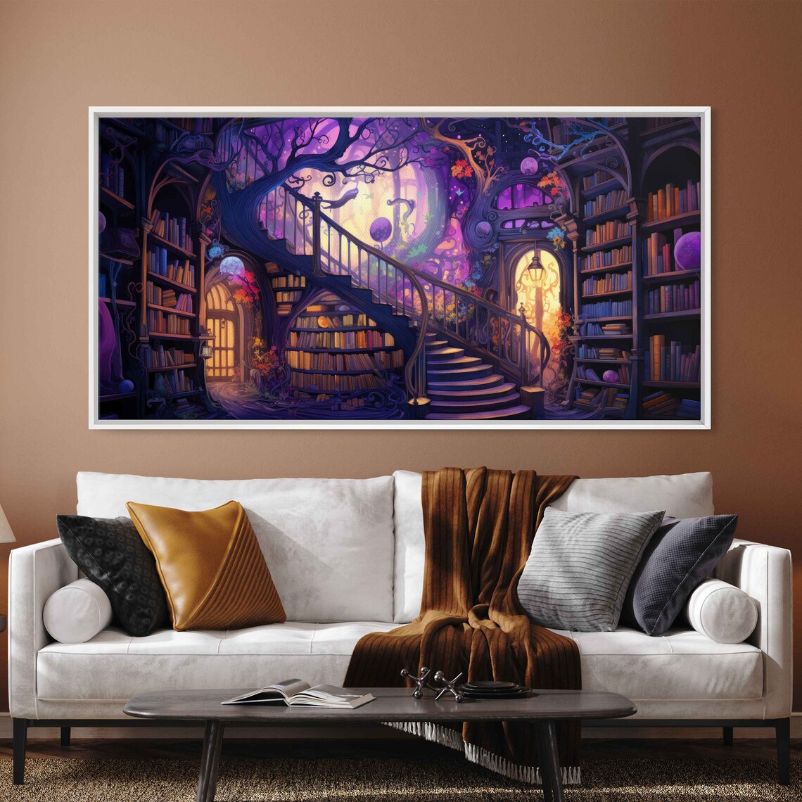 Magical Enchanted Library Tree Of Knowledge, Fantasy Art - Image 3