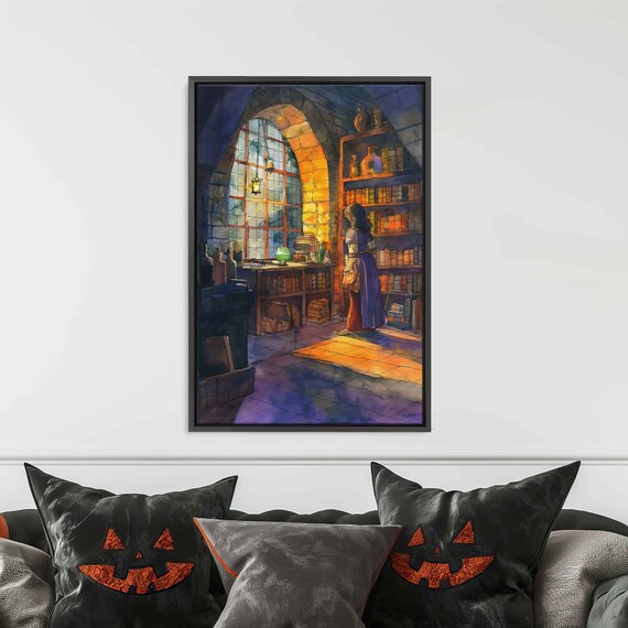 Sunlit Medieval Library Stone Arch Window Bookshelves Poster