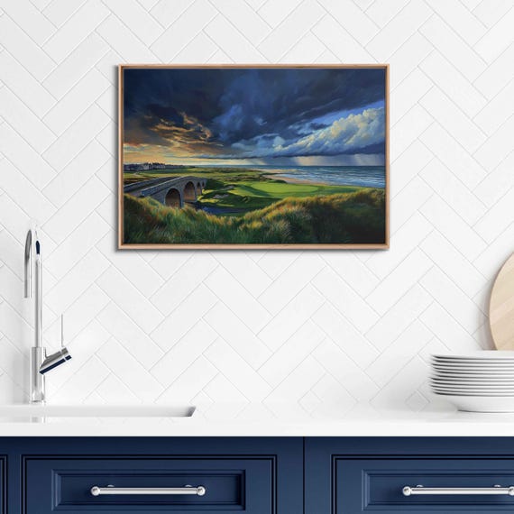 St Andrews Old Course Scotland Iconic Bridge Wall Art Print Gift For Golfer Gift For Him Scenic Sports Painting Ready To Hang