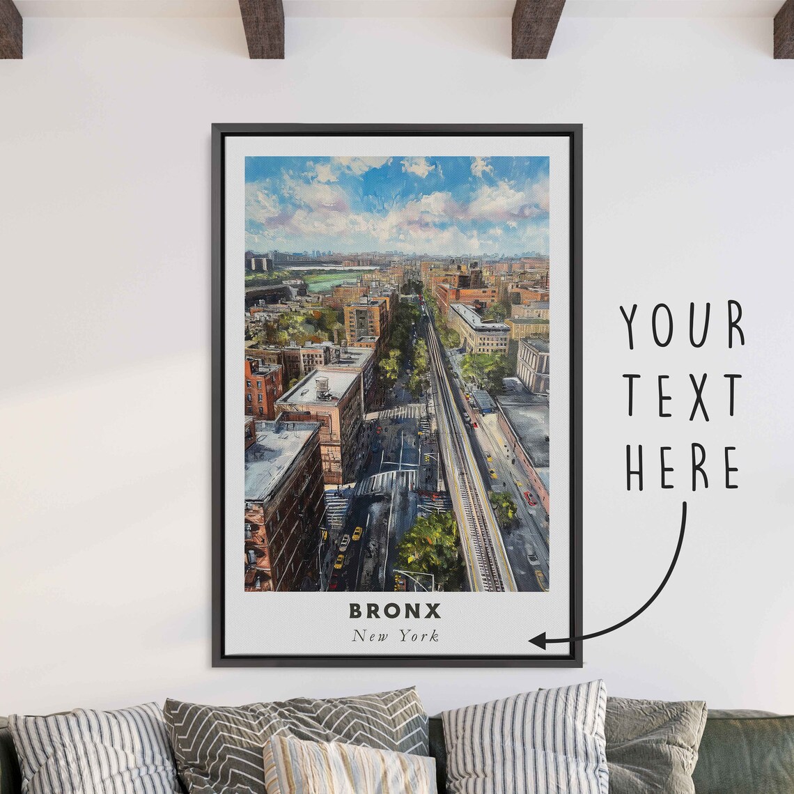 Bronx New York City Street Elevated Train Aerial Travel Poster