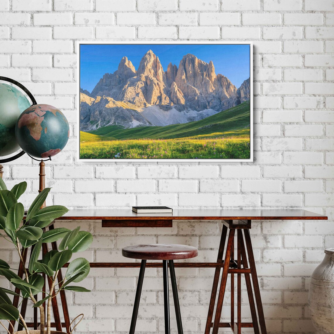 Dolomite Alps At Sunset Breathtaking View Wall Art Print Italian Mountain Range Lush Cliffside Valley Ready To Hang - Image 2