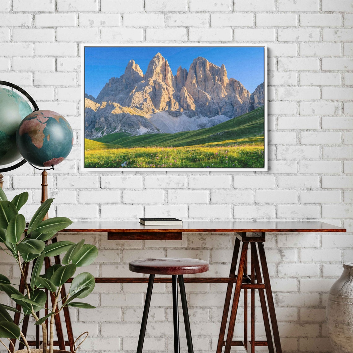 Dolomites At Sunset Jagged Peaks Over Green Alpine Meadow Poster - Image 2