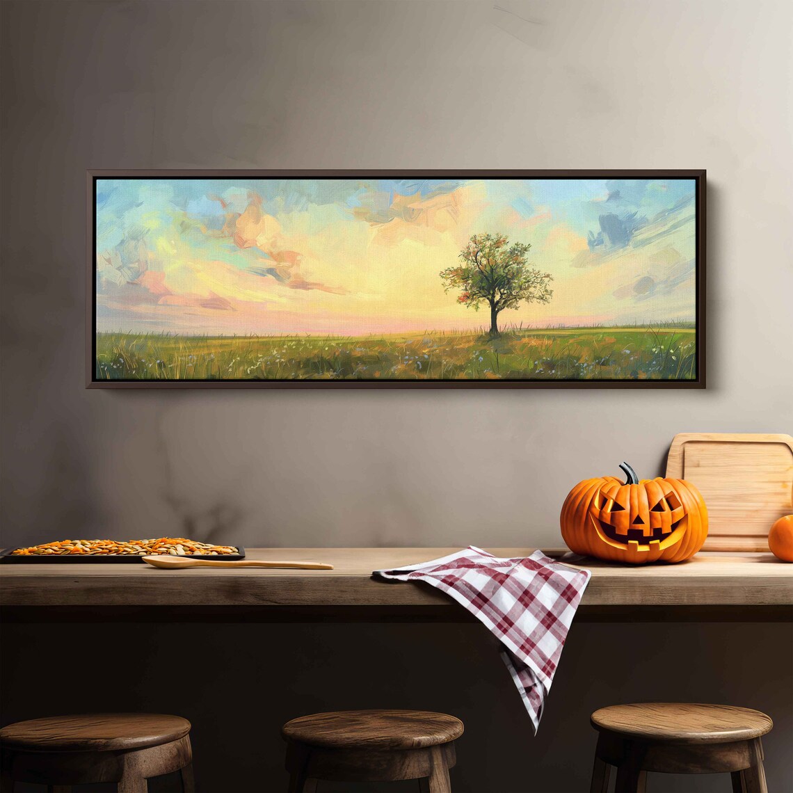 Minimalist Meadow Landscape Watercolor Art Print - Image 3