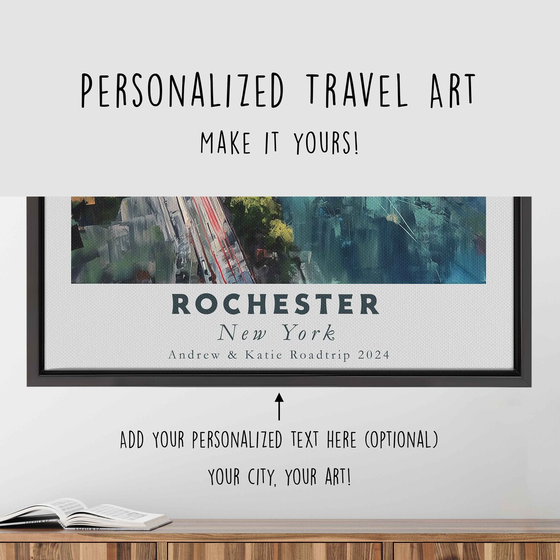 Rochester New York River Bridges Sunset Aerial Travel Poster - Image 4