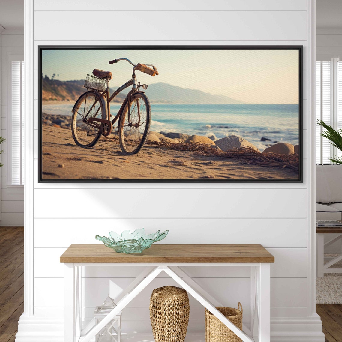 Vintage Bicycle On Sandy Beach Ocean Waves Coastal Travel Poster - Image 3