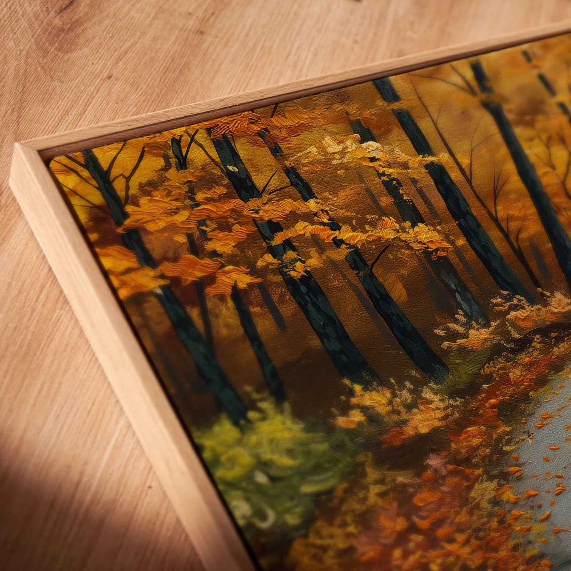 Winding Road Through Golden Autumn Forest Painting Landscape Poster - Image 2