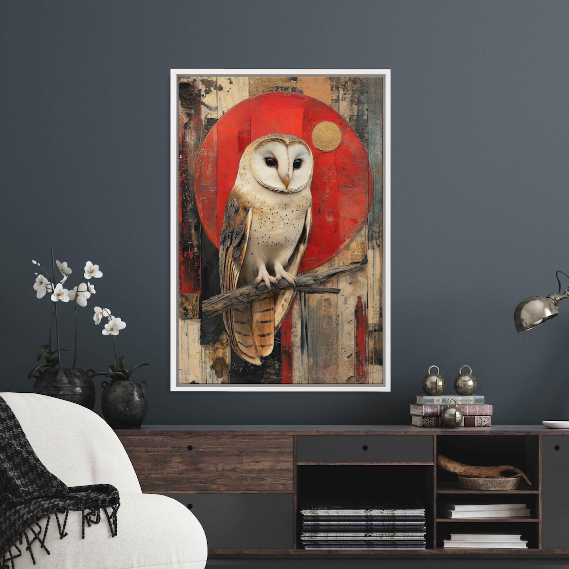 Ceramic Owl Art Print, Surreal Whimsical Collage