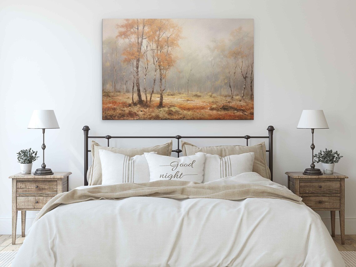 Vintage Foggy Autumn Birch Forest Mist Woodland Travel Poster - Image 3